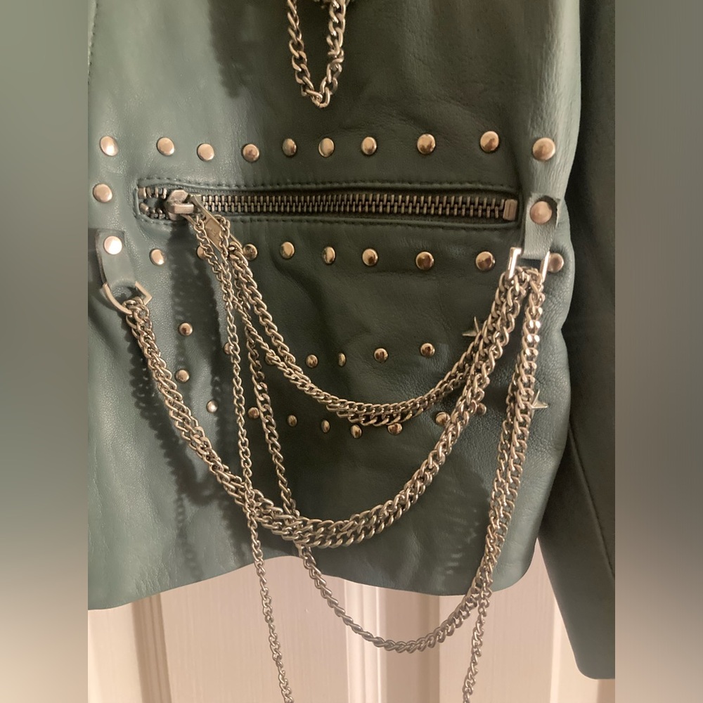 Free People x Branda Knight Chain Embellished Biker Jacket - Picture 6 of 16